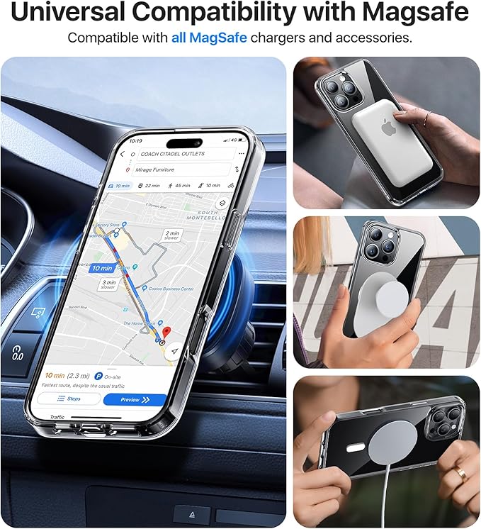 Magnetic for iPhone 16 Pro Max Case[Compatible with MagSafe][Military-Grade Drop Protection][Anti-Yellowing]Shockproof Protective Translucent Matte Cover for iPhone 16 Pro Max Phone Case,Clear