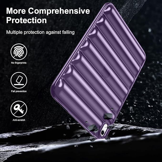for iPad mini 7 A17 Pro 2024 & iPad mini 6 Case 2021 (8.3 inch) Shockproof Soft TPU Back Cover Silicone Bumper Anti-Yellowing Lightweight Clear Shell for iPad mini 7th/6th Generation, Purple