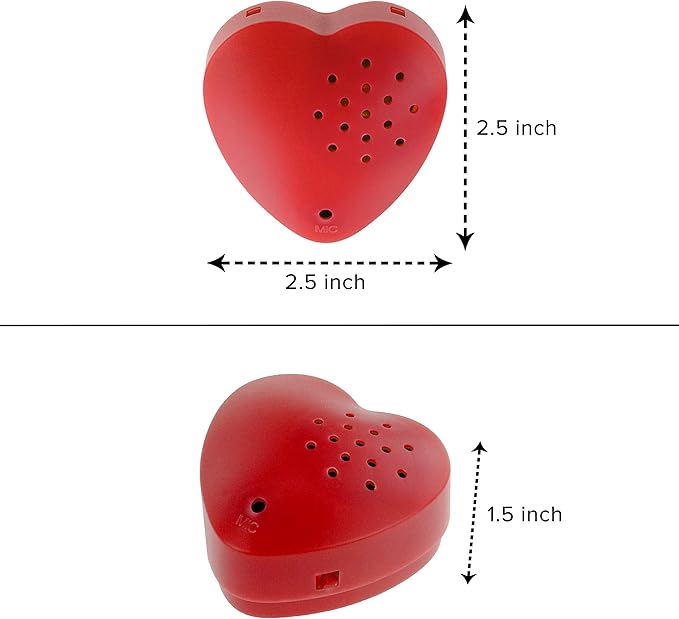 Inventiv 2 Pack, 30 Second Voice Sound Recorder Module for Plush Toy, Stuffed Teddy Bear Animal Recordable Heart, Record Custom Messages (Red)
