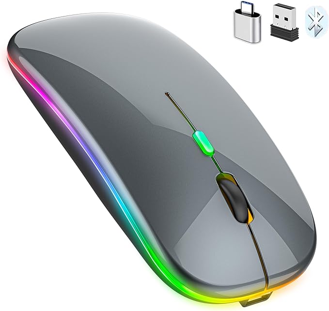PEIBO Bluetooth Wireless Mouse for Laptop mac MacBook ipad MacBook air MacBook pro pc Desktop Computer Windows Chromebook Notebook (Gray Black)
