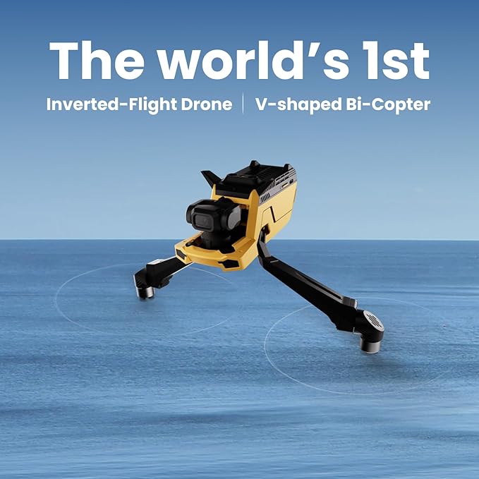 Drones with Camera for Adults 4K, VCOPTER Falcon Mini Bi-Copter Design, Inverted Flight Capability, Max Speed 16m/s, 10000 ft Video Transmission, 1 Battery for 34-Min Max Flight Time, 249g