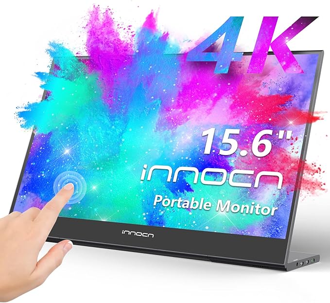 INNOCN 15.6" 4K Portable Monitor Touchscreen 3840 x 2160 USB C HDMI External Gaming Monitor Second Computer Screen Travel Portable Monitor for Laptop w/Kickstand
