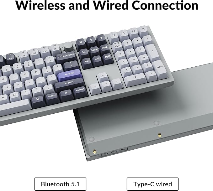 Keychron Q6 Pro Full Aluminum Wireless Bluetooth Custom Mechanical Keyboard, Full-Size QMK/VIA Programmable Knob KSA Double-Shot PBT Keycap Hot-Swappable Brown Switch, Mac Windows Linux - Grey