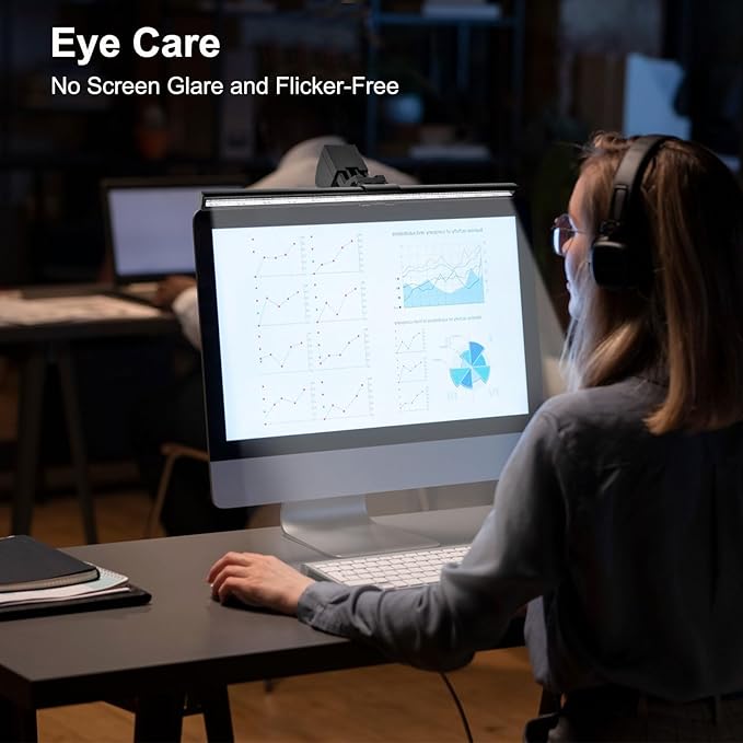 Computer Monitor Lamp, Screen Light Bar Eye Caring, Keyboard Lamp with Clamp/Adjustable Brightness and 3 Color Temperature/No Screen Glare/Space Saving/USB Powered/for Home&Office-40cm