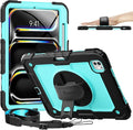 timecity Case for iPad Pro 11 Inch M5 2025 / M4 2024, 360° Rotating Stand, Pencil Holder & Wireless Charging, Shockproof with Screen Protector & Shoulder Strap -for Designers & Professionals,Blue