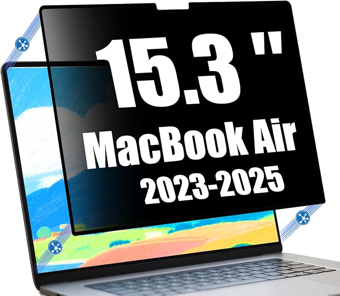 Nano-Suction Privacy Screen Protector for MacBook Air 15 Inch (2023-2025, M2, M3, M4) Removable Laptop Privacy Screen Shield