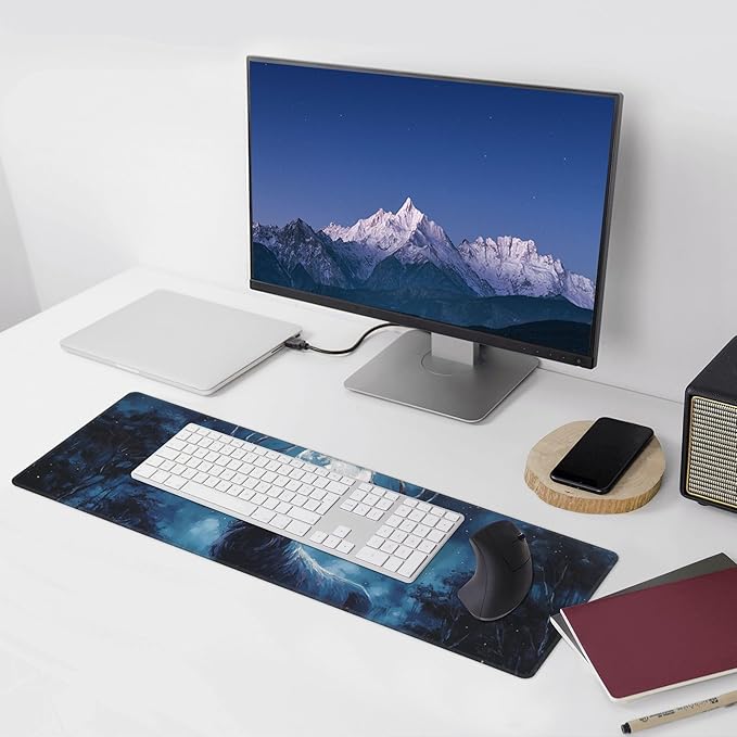 Deer Moon Mouse Pad Extended Large Gaming Mouse Pad XL Stitched Edges for Gamer Home Office 31.5 X 11.8 Inch