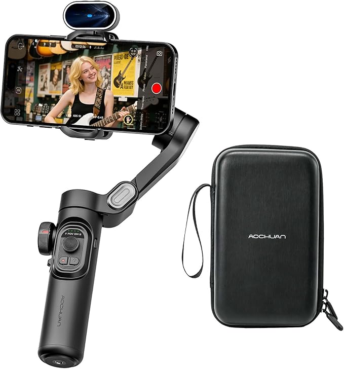 XE AI Version,Gimbal Stabilizer for Smartphone,NO APP AI Tracking, Gesture Control,360°Inception Gimbal, Portable Hard Case for Camera, EVA Protective Storage Bag w/Hand Strap, Smart XE AI &B30