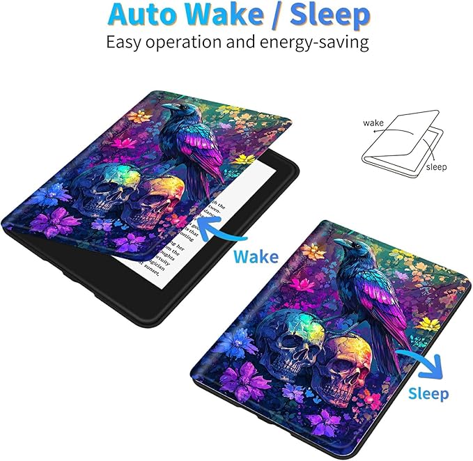 for Amazon Kindle Fire Max 11 (13th Generation, 2023 Release) 11" Tablet Case, Slim Kickstand Stand Leather Smart Cover with Auto Wake/Sleep, Skull Purple Eagle