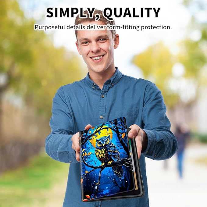 for Amazon Kindle Fire HD 10 (9th/7th/5th Generation, 2019/2017/2015 Release) 10.1" Tablet Case, Slim Kickstand Stand Leather Smart Cover with Auto Wake/Sleep, Dark Wolf Eagle