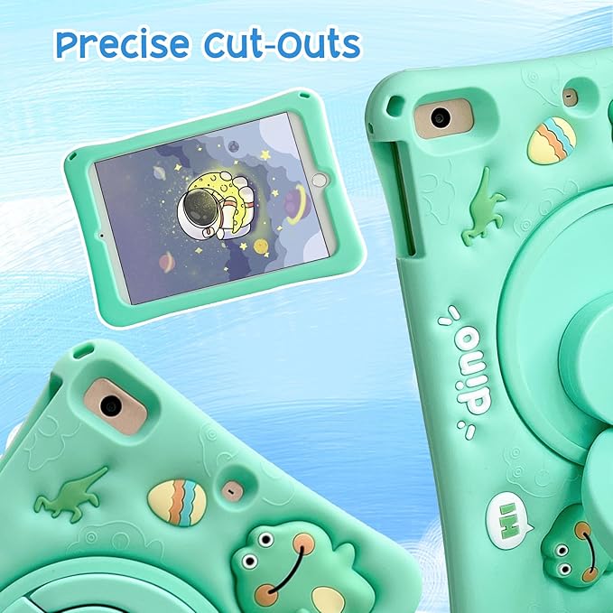Kids Friendly Case for iPad (A16) 11th Generation 11 Inch (2025), iPad 10th Generation 10.9 Inch (2022), Cute Design EVA Kickstand Shockproof Bumper Case with Shoulder Strap Cover, Dinosaur
