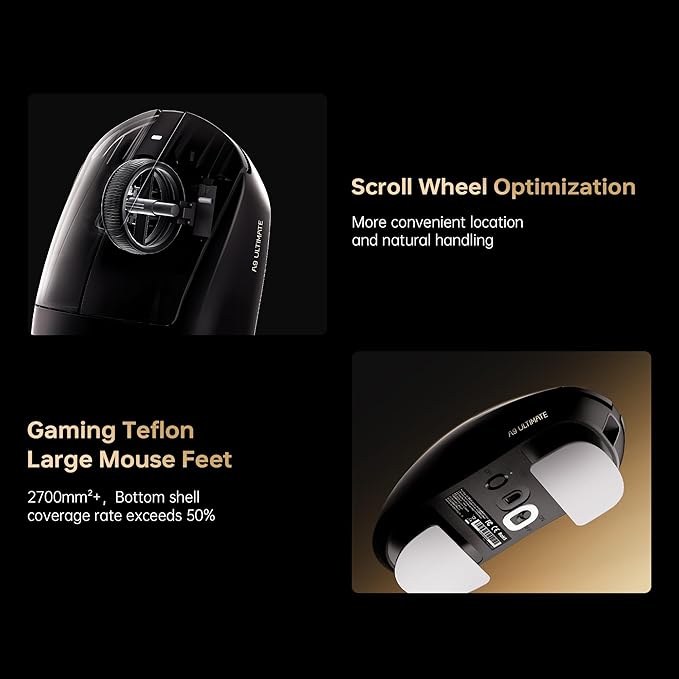 ATK Dragonfly A9 Air Wireless Gaming Mouse, 47g Lightweight, PAW3950 Ultra Sensor, Nordic 54L15 MCU, 8K Polling, 300 Hr Battery Life, Dual-Mode 2.4G/Wired