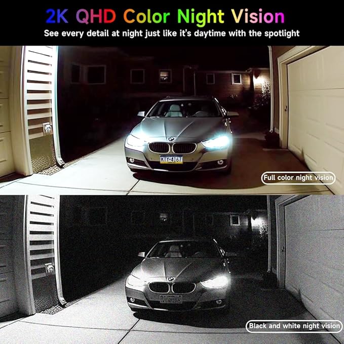 Rraycom 2Pack Security Cameras Outdoor Wireless,2K 5G/2.4GHz Battery Powered Camera for Home Security, Cloud/SD, No Monthly Fee, AI Motion Detection, Color Night Vision,2-Way Audio, Works w/Alexa