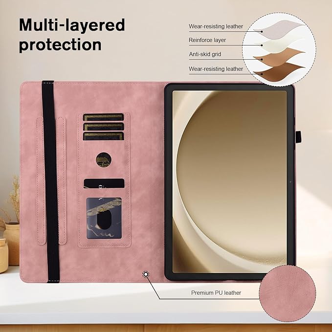 Case for iPad (A16) 11th Generation 11 Inch 2025, iPad 10th Generation 10.9 inch 2022, Auto Wake/Sleep Slim PU Leather Folio Cover with Multi-Angle Stand and Pen Holder, Pink