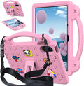 AKABEILA Compatible with Xiaomi Redmi Pad 2 2025 11 inch Tablet Case, Kids Friendly Universal Lightweight Shockproof Protective Case with Shoulder Strap & Stand Handle Pink