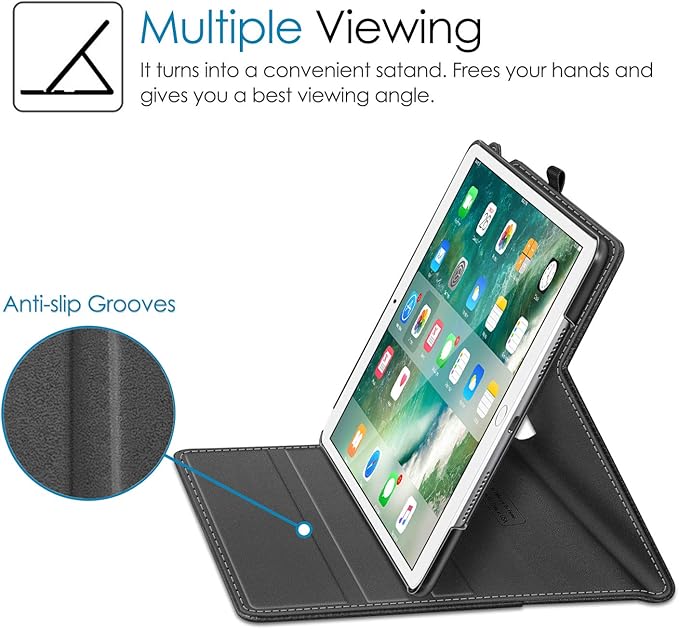 Fintie Case for iPad Air (3rd Gen) 10.5" 2019 / iPad Pro 10.5" 2017- [Sleek Shield] Premium PU Leather Slim Fit Multi Angle Stand Cover with Pocket, Pencil Holder, Auto Wake/Sleep (Black)