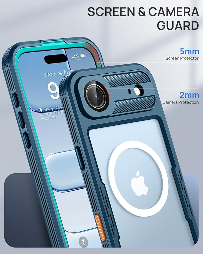 Lanhiem Magnetic for iPhone Air Phone Case, IP68 Waterproof Dustproof Phone, Compatible with Magsafe, Built-in Screen Protector, Full Body, Heavy Duty, Rugged Phone 17 Air Cover, 6.5 inch, Blue