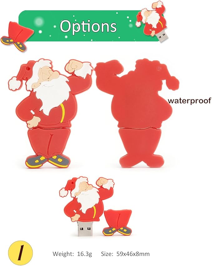 USB Flash Drive Christmas Thanksgiving Gifts Thumb Drive Santa Claus, Christmas Tree, Elk(Pack of 5 32GB)