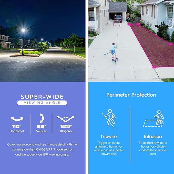 Amcrest 5MP IP PoE AI Camera w/ 49ft Color Night Vision, Security Outdoor Bullet Camera, Built-in Microphone, Human & Vehicle Detection, Active Deterrent, 129° FOV, 5MP@20fps IP5M-B1276EB-AI (Black)