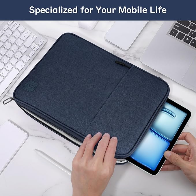 Dadanism 9-11 Inch Tablet Sleeve Padded Carrying Case for iPad (A16) 11th Gen 11", iPad 10th Gen 10.9", iPad Air M4/Pro M5 11", iPad Air 5/4, iPad 9/8/7th Gen, Galaxy Tab A11+ Plus 11", Dusty Blue