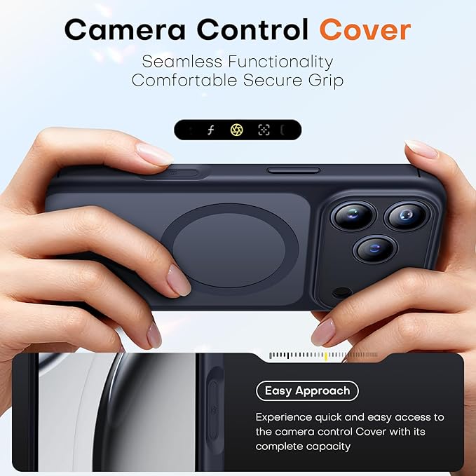 TAURI for iPhone 17 Pro Max Case, Compatible with MagSafe, (Full Camera Protection) Camera Control Cover Solid-Color Matte Magnetic 17 Pro Max Phone Case, Black