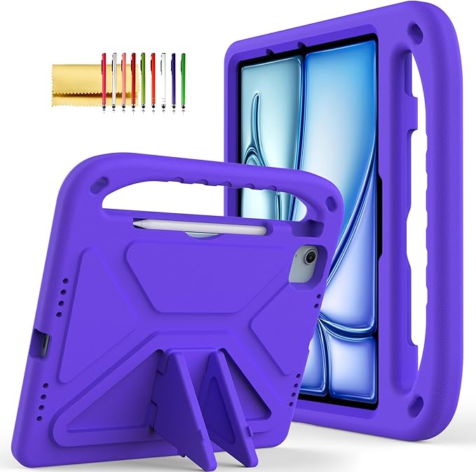 Dteck Case for iPad Air 5th/4th Generation(2022/2020), iPad Pro 11 Case 2022/2021/2020/2018, Shockproof Protective Handle Stand Pencil Holder Kids Case for iPad Air 5/4 10.9" & iPad Pro 11",Purple