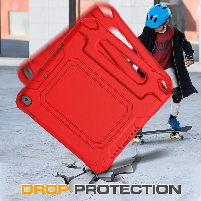 Kids Case for iPad 9th/8th/7th Generation 10.2 Inch 2021/2020/2019, Case for iPad Air 3rd Gen/Pro 10.5 Inch, Durable Shockproof Cover with Screen Protector for iPad 10.2 & 10.5, Red