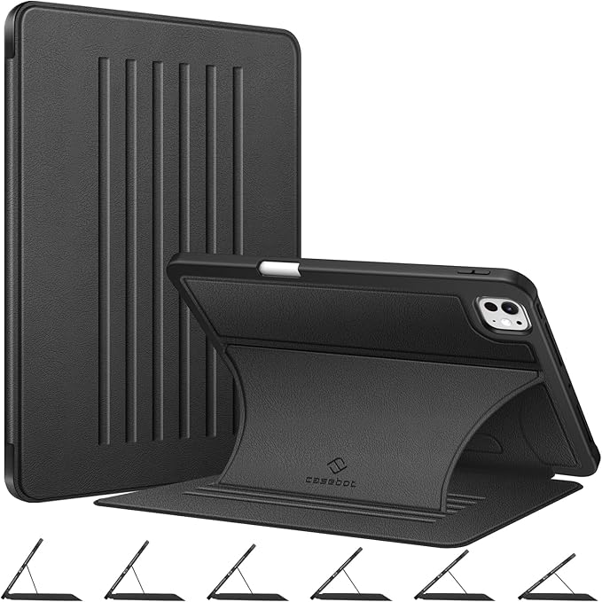 Fintie Magnetic Stand Case for iPad Pro 11-inch (M5) 2025 / (M4) 2024 - Multiple Angles Shockproof Rugged Soft TPU Cover with Pencil Holder, Auto Wake/Sleep, Black