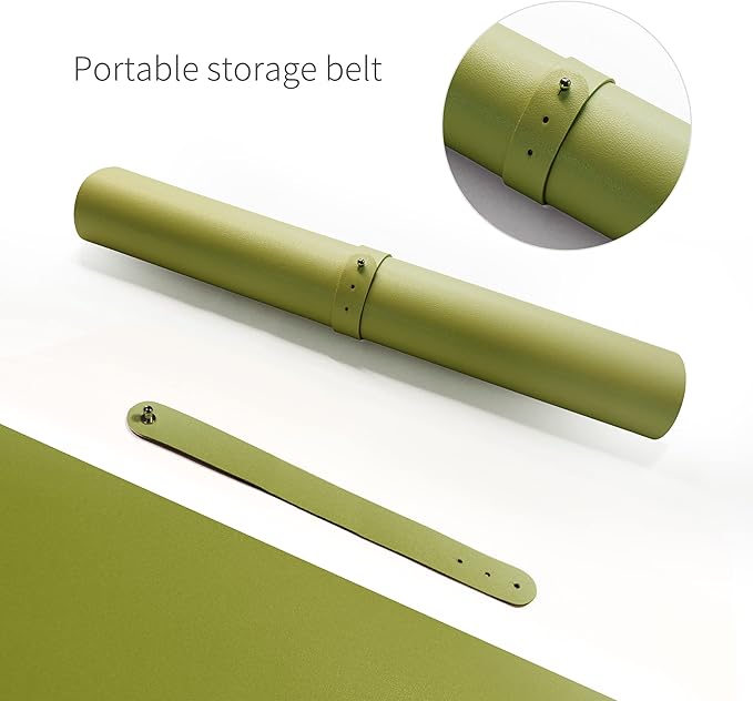 RENMTURE Dual-Sided Mouse Pad, Natural Cork & PU Leather Large Desk Pad for Office and Home Work, Desk Protector Non-Slip, Waterproof, Easy Clean (Olive Green, 23.6" x 13.7")