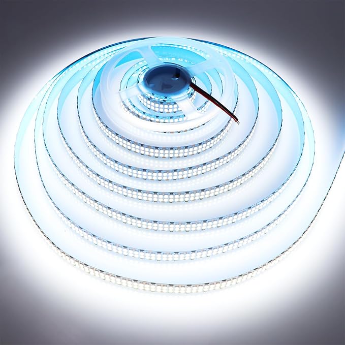 LEDENET 2835 SMD Cold White LED Strip Lights 6500K 16.4ft Double Row 2400 LEDs Flexible LED Strip Tape Light Ribbon Lamp DC 12V LED Daylight Dimmable Strip Lights for Bedroom Lighting