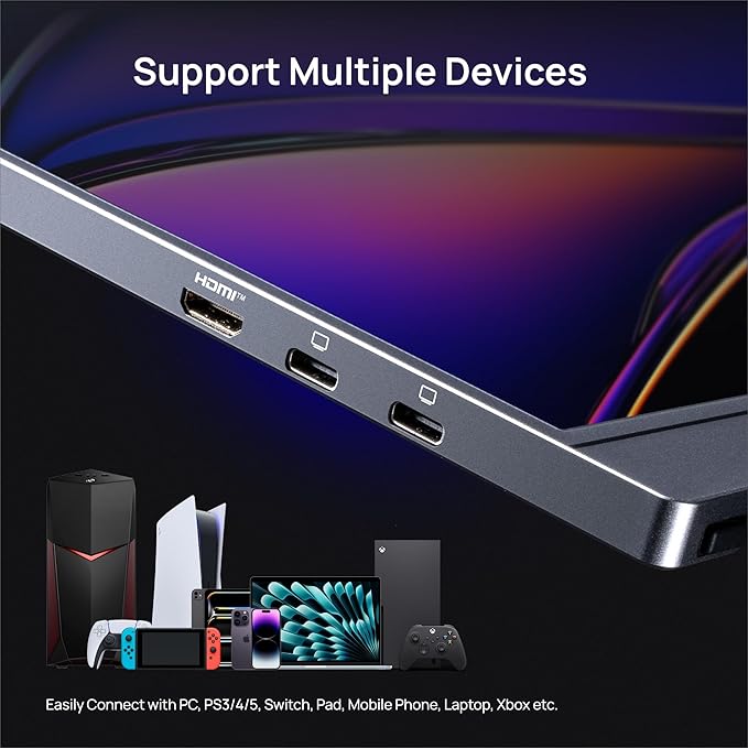 ARZOPA 16.1'' 144Hz Portable Gaming Monitor, 106% sRGB 1080P FHD Kickstand Portable Monitor with HDR, Ultra Slim, Eye Care, External Second Screen for Laptop, PC, PS5, Mac, Xbox-Z1FC Gray