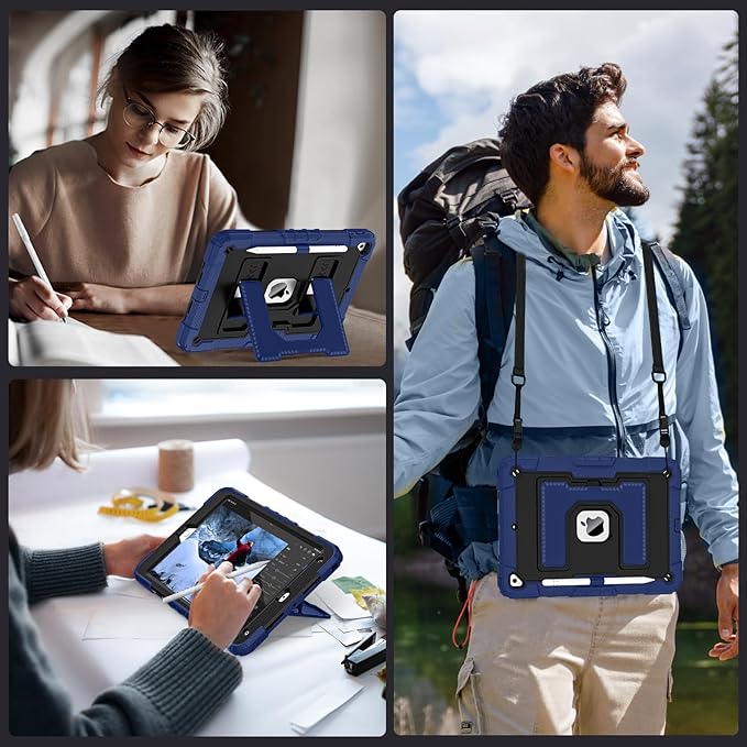 for iPad 9th/ 8th/ 7th Generation Case 10.2 Inch iPad Case 9th Generation with Pencil Holder,Heavy Duty Shockproof Cover for i Pad 10.2 Cases 2021/2020/ 2019,Navy Black