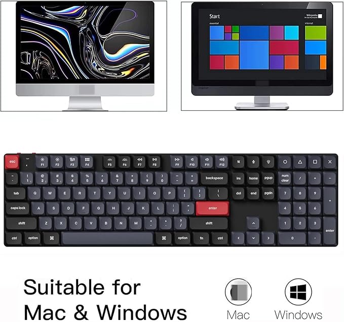 Keychron K5 Pro QMK/VIA Custom Wireless Mechanical Keyboard, Hot-Swappable Full Size Layout 108 Keys Programmable, Ultra-Slim RGB Low Profile Red Switch, Bluetooth/USB-C for Mac Windows Linux