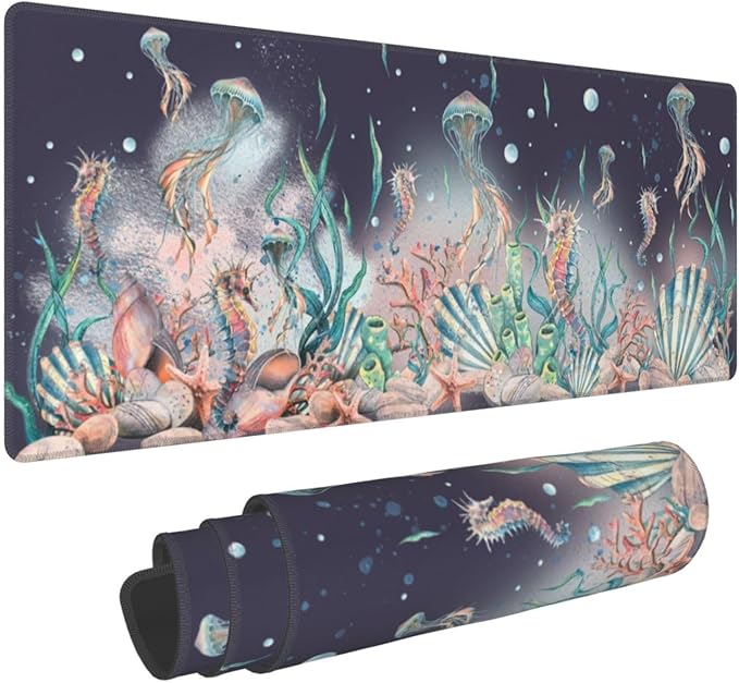 Jellyfish Mouse Pad XL Large Mousepad Non Slip Rubber Base Desk Mat for Laptop Computer Gaming 31.5" X 12"