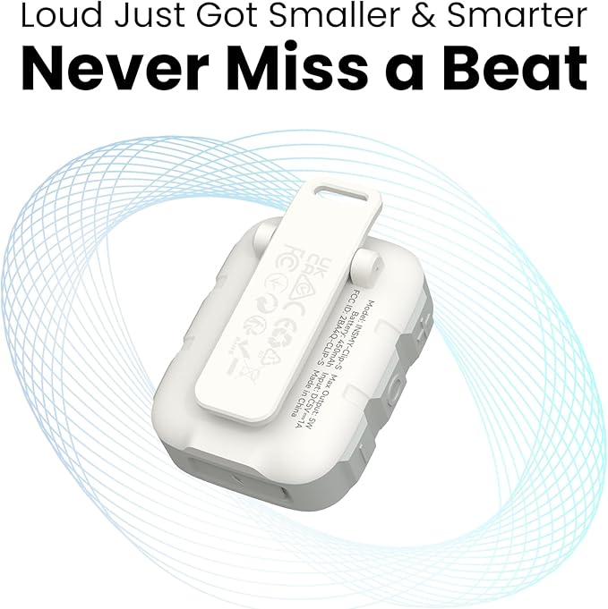 INSMY Wearable Bluetooth Speakers,IP67 Waterproof,Clip-On Portable Small Personal Speaker/Clean Sound/Stereo Pair/Wireless/ENC Built-in Mic/Lightweight for Golf Work Pool Gift(Non-Magnetic) (White)
