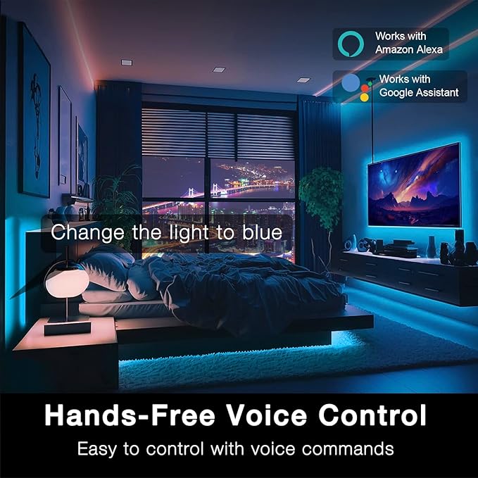 DAYBETTER Smart WiFi Led Lights, Tuya App Controlled, Work with Alexa and Google Assistant, Timer Schedule, RGB Strip Color Changing Décor for Bedroom Party Kitchen, 50ft