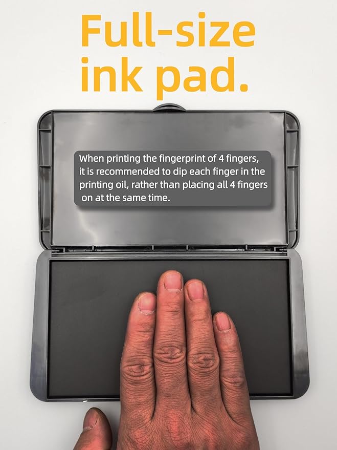 prismite Fingerprint Ink Pad, XL Size, 7 * 4 in, Black, FPP1