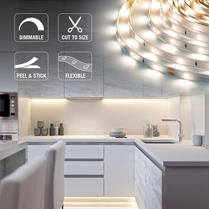 Armacost Lighting RibbonFlex Pro 24V White LED Strip Lights 30 LED/m, 2700K, 16.4 ft 134230