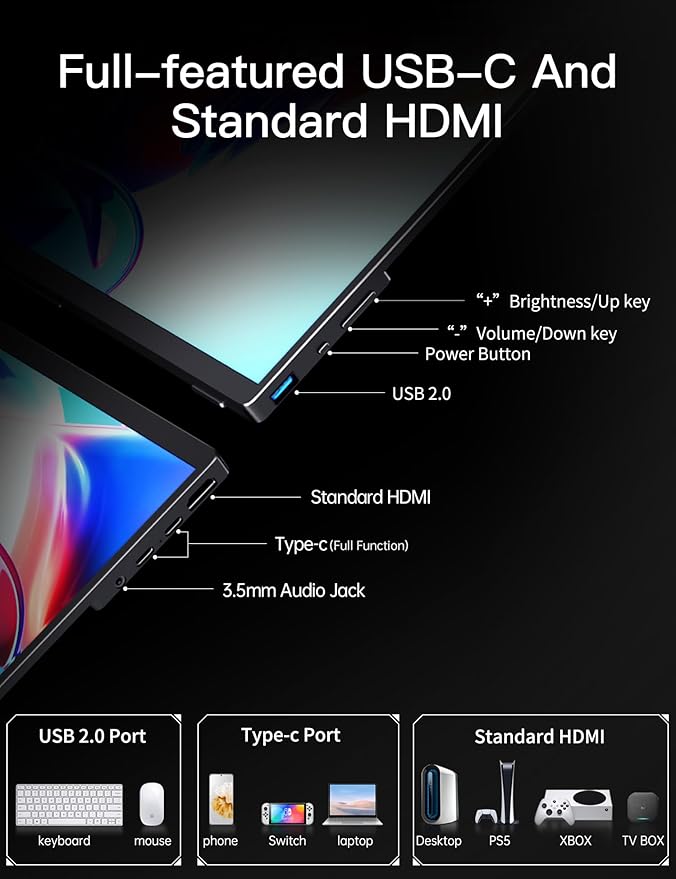 Portable 2K 144Hz Monitor, 16" 2560x1600 QHD Gaming HDR FreeSync, Ultra Slim Travel Screen w/Kickstand & Speaker for Laptop Switch Xbox PS5/4