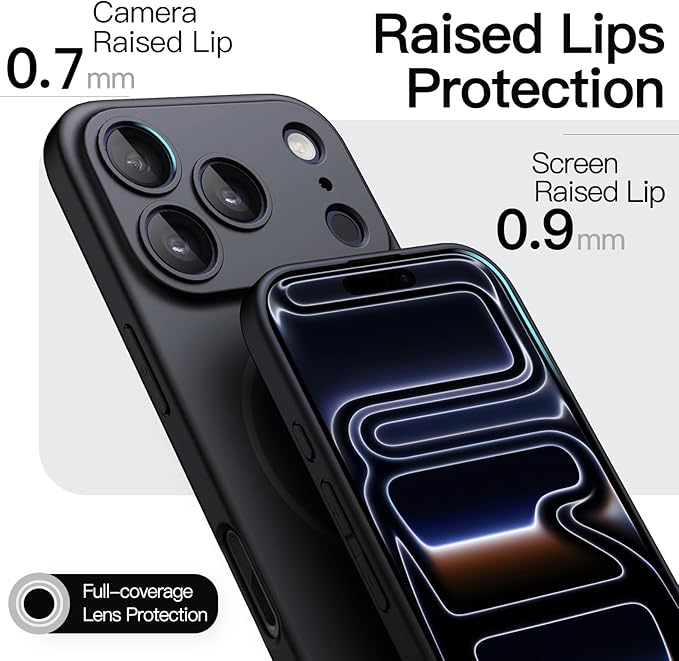 JETech Magnetic Slim Case for iPhone 17 Pro Max 6.9-Inch, Compatible with MagSafe, Ultra-Thin Lightweight Minimalist Phone Cover with Matte Finish and Full Camera Lens Protection (Black)