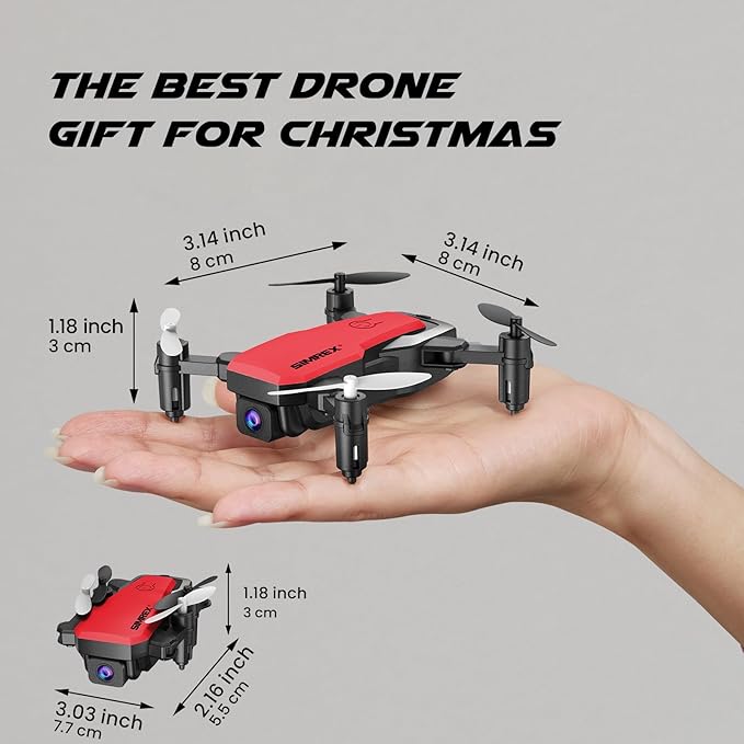 SIMREX Mini Drone with 720P Camera for Kids & Beginners - Foldable RC Quadcopter, Optical Flow Positioning, Altitude Hold, 3D Flip, 2 Batteries 20Min Flight, Safe & Easy Indoor Outdoor Flying Toy Gift, Red