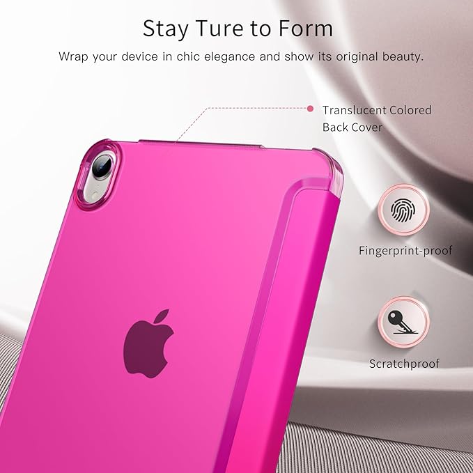 MoKo for iPad mini 7 (A17 Pro) Generation Case 2024, iPad mini 6 Case 2021, 8.3-inch Slim Lightweight Protective Hard Back PC Shell Stand Cover Support Touch ID, Auto Wake/Sleep, Pitaya Red