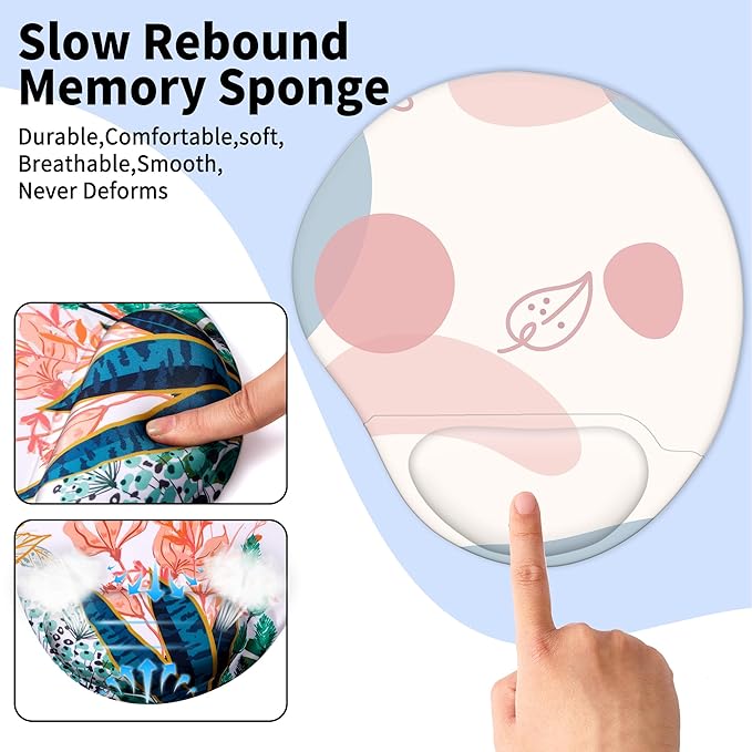 Ergonomic Mouse Pad with Wrist Support,Cute Mouse Pads with Wrist Rest,Comfortable Mouse Pad for Home Office Gaming Working Computers Laptop,Pain Relief with Non-Slip PU Base (Color Lump)