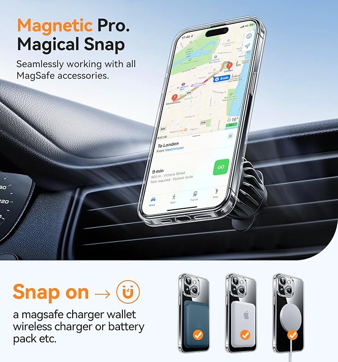CANSHN Magnetic for iPhone 15 Plus Case Clear, Upgraded [Full Camera Protection] [Compatible with Magsafe] Non-Yellowing Protective Shockproof Bumper Phone Case 6.7 inch - Clear