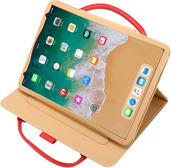Handbag Case for iPad Pro 13" (M5/M4) 2025/2024, Air 13" M2 M3, iPad Pro 12.9-inch 2018-2022, Techcircle Cute Bowknot Pocket Wallet Design Folio Stand PU Leather Carrying Case, Auto Sleep/Wake, Red