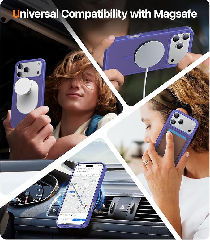 Magnetic for iPhone 17 Pro Case,[Anti-Slip][Compatible with MagSafe][Military Grade Drop Protection] Shockproof Protective Translucent Matte Phone Case for iPhone 17 Pro Case,Cobalt Blue