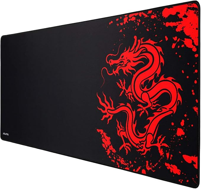 JIALONG Gaming Mouse Pad Large Size 35.4x15.7 inches Extended Desk Mousepad with Personalized Design for Laptop, Computer PC - Red Dragon
