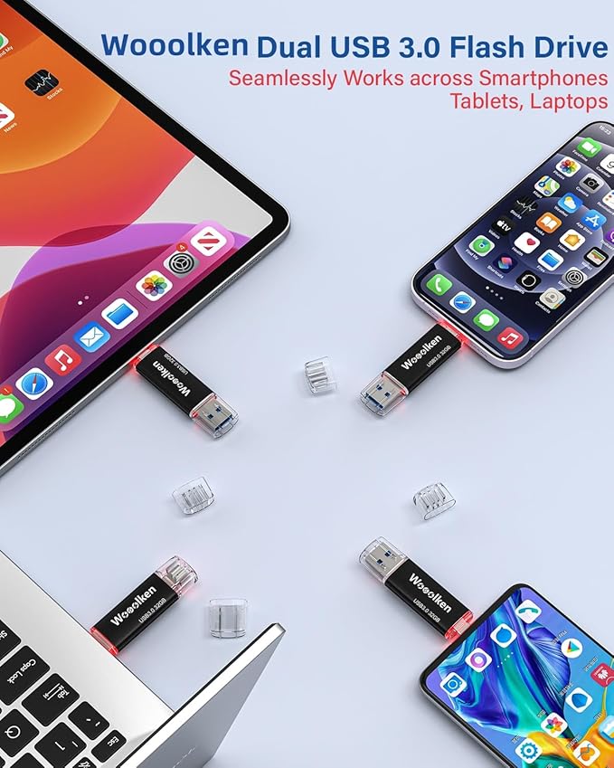 USB C Flash Drive 32GB 2 Pack, Wooolken USB 3.0 Dual Drive Type-C Thumb Drive OTG Memory Stick Compatible with iPhone 16/15, Android Smartphone/Tablets/Computers