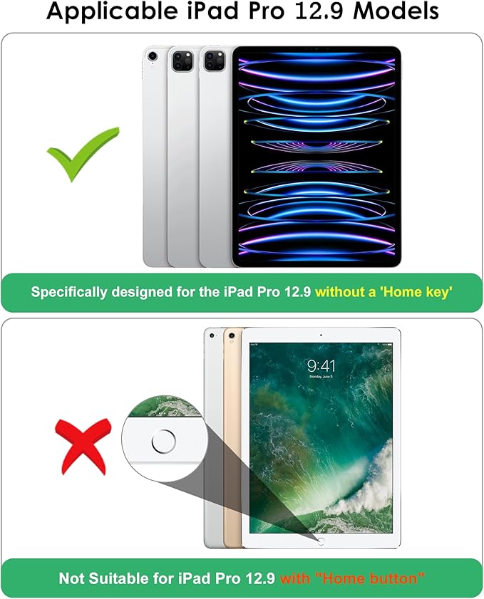 DTTO for iPad Pro 12.9 6th / 5th / 4th / 3rd Generation Case 2022/2021/2020/2018, Leather Folio Stand Cover with Built-in Apple Pencil Holder -Auto Wake/Sleep and Multi Viewing Angles, Lavender
