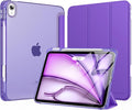 MoKo for iPad Air 11 inch Case (M4/M3/M2) 2026/2025/2024, iPad Air 5th/4th Gen 10.9 inch Case 2022/2020 with Pencil Holder, Slim Light Trifold Cover with Hard PC Translucent Back Shell, Deep Purple